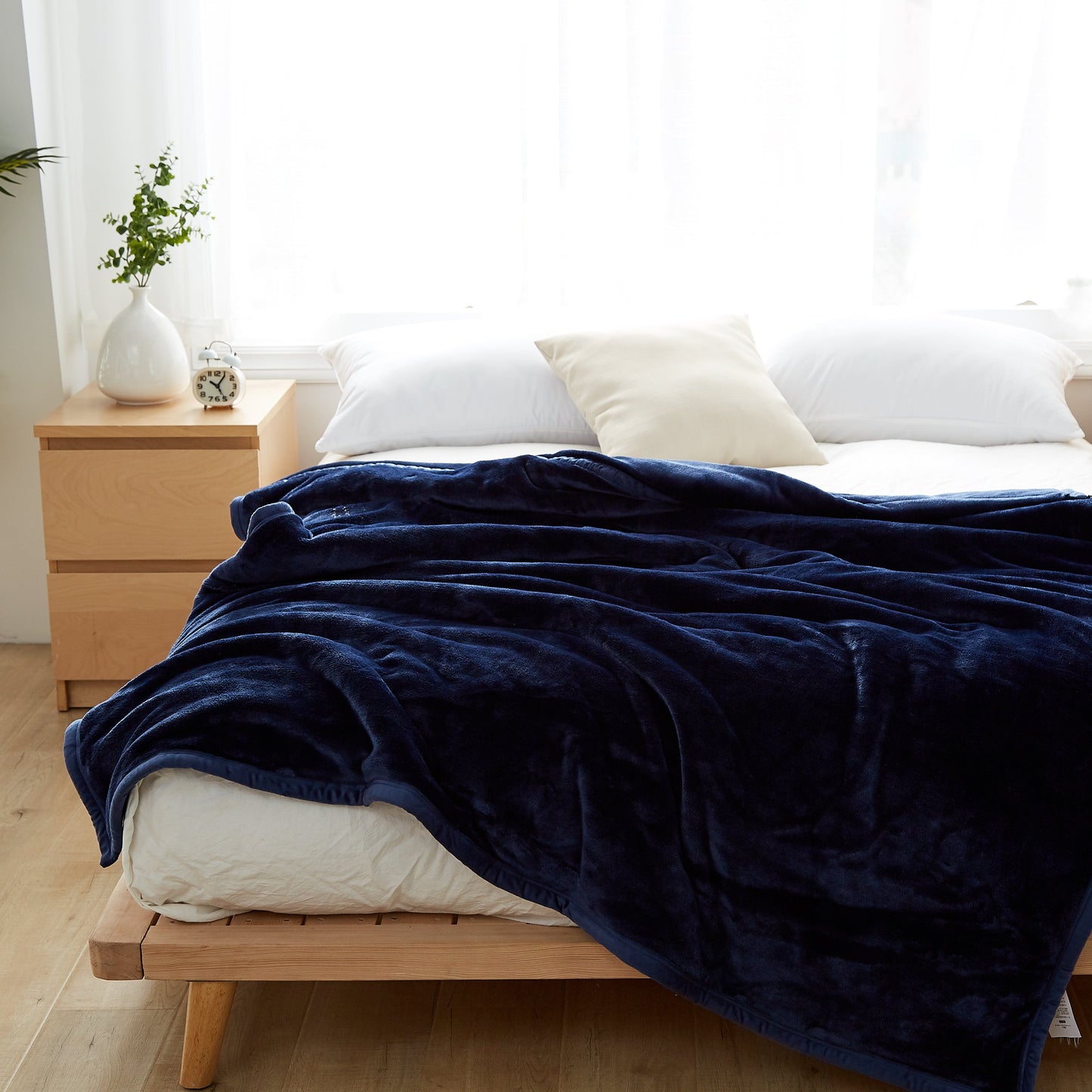 ブランケット 冬用 [暖かくて肌触り抜群] ブランケット シングル ふわふわ 軽量 柔らかい 洗える オールシーズン (ダークブルー)