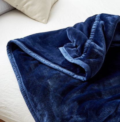 ブランケット 冬用 [暖かくて肌触り抜群] ブランケット シングル ふわふわ 軽量 柔らかい 洗える オールシーズン (ダークブルー)