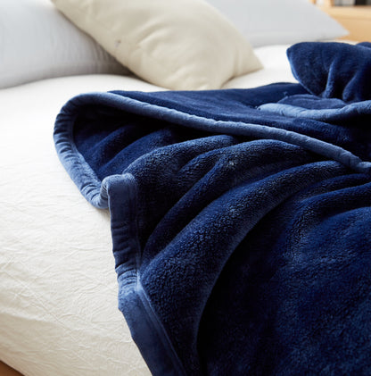 ブランケット 冬用 [暖かくて肌触り抜群] ブランケット シングル ふわふわ 軽量 柔らかい 洗える オールシーズン (ダークブルー)